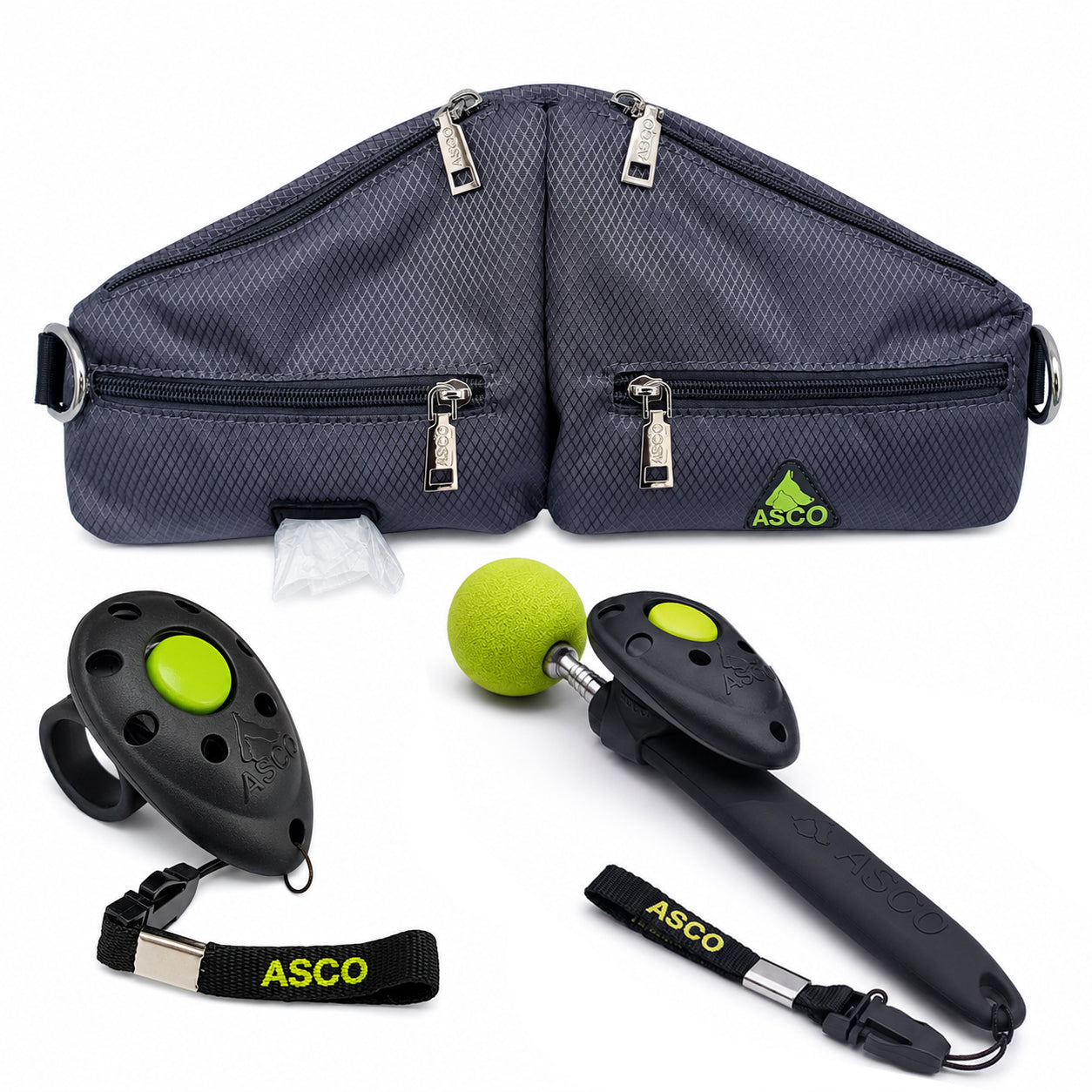 Clickertraining Starter-Set für Hunde – Futterbeutel, Clicker & ClickStick | ASCO