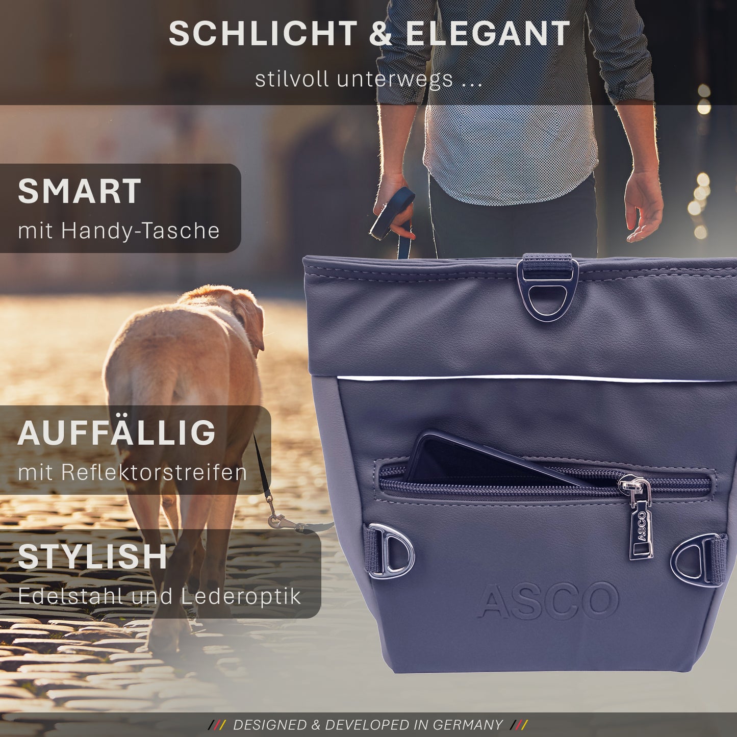 ASCO Leckerlitasche für Hunde mit Einhand-Schnappverschluss