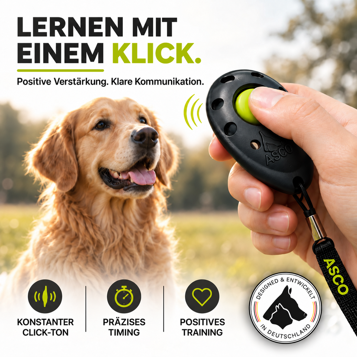 Finger Clicker für Hunde & Katzen mit abnehmbarem Fingerring | ASCO