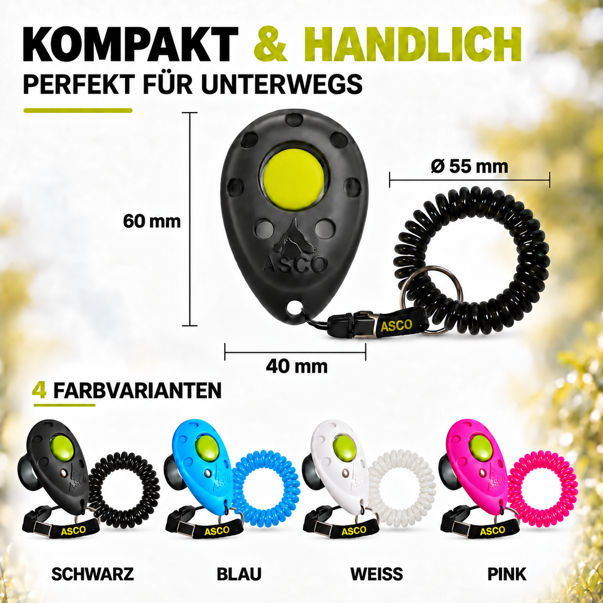 Finger Clicker mit Spiralarmband für Hunde & Katzen | ASCO