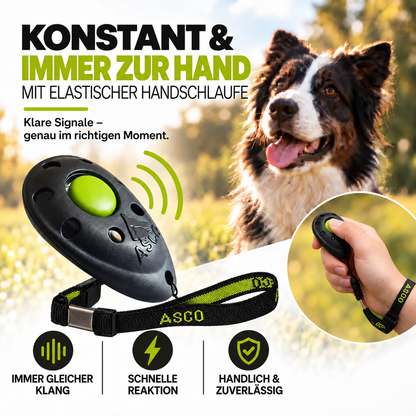 Premium Clicker für Hunde & Katzen mit elastischer Handschlaufe | ASCO