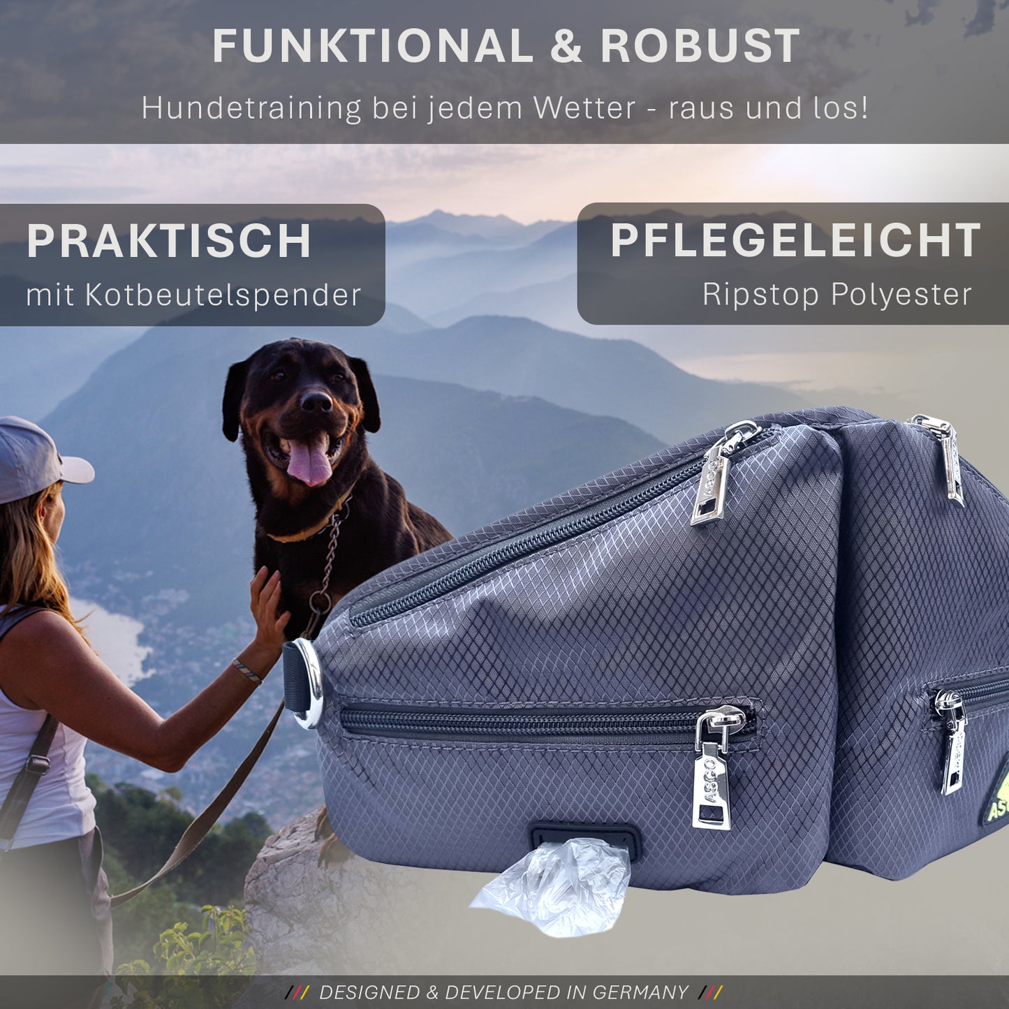 ASCO Leckerlibeutel Duo für Hunde mit 2 Leckerlitaschen