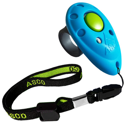 ASCO Premium Finger Clicker mit elastischer Handschlaufe – Clickertraining für Hunde, Katzen