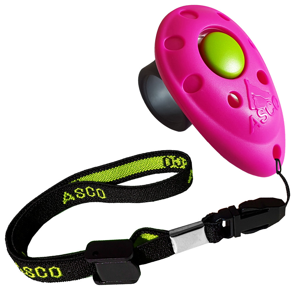ASCO Premium Finger Clicker mit elastischer Handschlaufe – Clickertraining für Hunde, Katzen