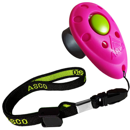 ASCO Premium Finger Clicker mit elastischer Handschlaufe – Clickertraining für Hunde, Katzen