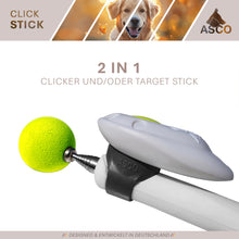 ASCO ClickStick - Target Stick mit abnehmbarem Premium Clicker - Target Stab für Hunde Katzen Clickertraining - Targetstick ausziehbar mit extra Klicker - Targetstab für Target-Training